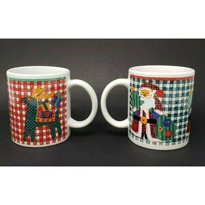 Set of 2 Christmas Mugs – Reindeer & Santa, 3.75"
